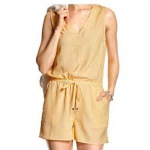 Banana Republic Yellow White Geometric Print Blouson Sleeveless Romper Medium